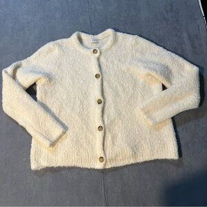 J Crew Sz XL Cardigan Crew Neck Sweater Wool Alpaca Blend Cream Preppy Old Money
